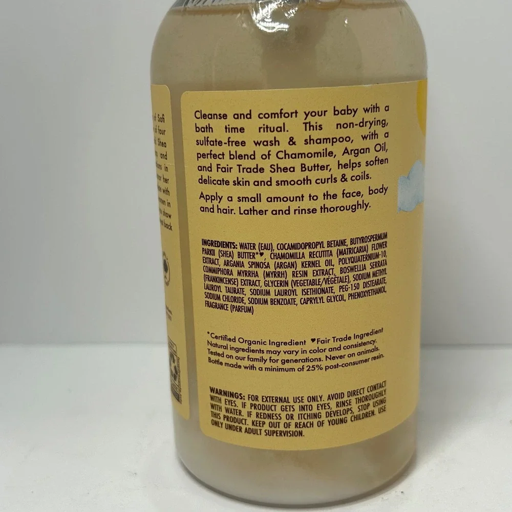 SheaMoisture Baby Wash and Shampoo Raw Shea Chamomile Argan Oil 13oz Pump Bottle
